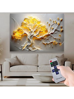 Emya Home LED Işıklı Uzaktan Kumandalı Ağaç Kanvas Tablo