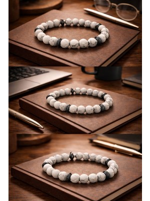 Efulim Doğaltaş Havlit & Hematit Doğal Taş Bileklik | Denge, Sadelik ve Gücün Zamansız Yorumu