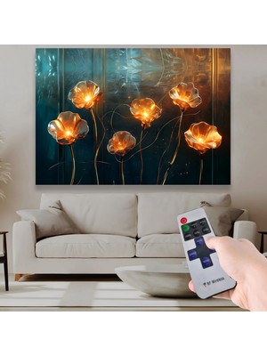 Emya Home LED Işıklı Uzaktan Kumandalı Çiçekler Kanvas Tablo