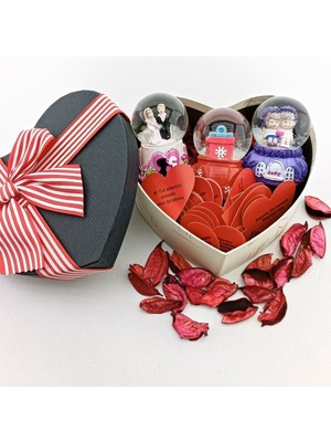 UltraMint Sevgililer Günü Kalp Kutuda Kar Küresi Hediye Seti, Şık ve Romantik