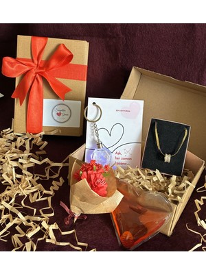 UltraMint Sevgililer Günü Hediye Kutusu, Altın Renk Italyan Zincir Zirkon Kolye