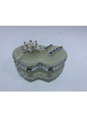 abnturk Dekoratif Beyaz Aynalı Takı Kutusu