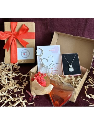 UltraMint Sevgililer Günü Hediye Kutusu Gümüş Renk Zirkon Çelik Kolye