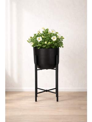 Valda Home 45 cm Çap 20 Siyah Boyalı Saksılık