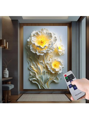 Emya Home LED Işıklı Uzaktan Kumandalı Çiçekler Kanvas Tablo