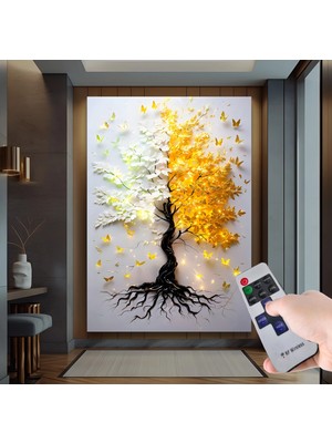 Emya Home LED Işıklı Uzaktan Kumandalı Ağaç Kanvas Tablo