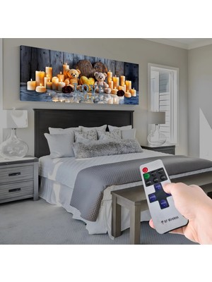 Emya Home LED Işıklı Uzaktan Kumandalı Mumlar Kanvas Tablo