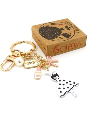 Solfera Moda Ikonu Influencer Makyaj Pembeı Ruj Elbise Çanta Süsü Charm Anahtarlık KY134
