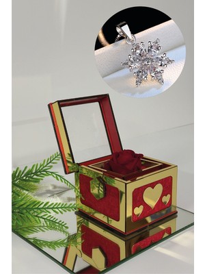 Fırtına Armağan Sihirli Güllü Kutuda 14 Ayar Altın Kaplama 316L Çelik Lotus Kolye