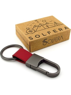 Solfera Kanca Hook Tasarım Bordo Koyu Kırmızı Deri Antrasit Gri Metal Anahtarlık KY152