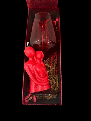 UltraMint Sevgililer Günü Için Şarap Kadehi ve Mum Hediye Kutusu Seti