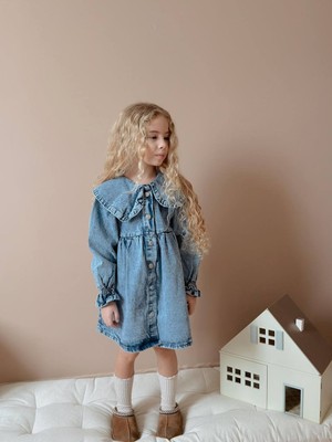 Jolly Kids Kız Çocuk Mavi Kot Bayramlık Denim Elbise