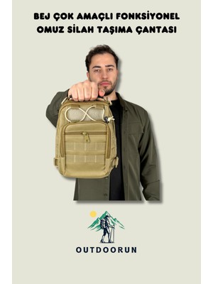 Outdoorun Bej Çok Amaçlı Fonksiyonel Omuz Silah Taşıma Çantası