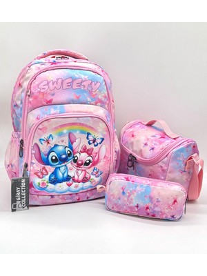 MegiHero  Erkek Çocuk Ilk Okul Çantası 3'lü Set Ilkokul Çantası Siyah Karakter Desenli Takım