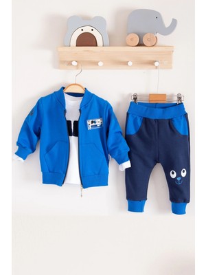 Çamaşır Kenti New Fashıon Hırkalı 3'lü % 100 Pamuk Erkek Bebek Takımı