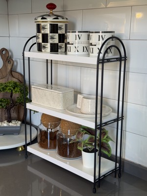 Üçlü Oval Raf Mutfak Raf Beyaz Tezgah Üstü Raf Kahve Köşesi Raf Banyo Raf Baharatlık