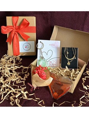 UltraMint Sevgililer Günü Hediye Kutusu, Altın Renk Çoklu Görünümlü Hayat Ağaçlı Çelik Kolye