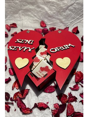 UltraMint Kırmızı Ahşap Kutuda Çikolata Sevgililer Günü Hediye Seti