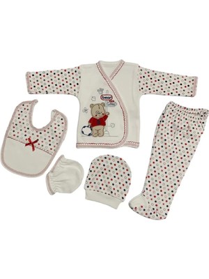 Çamaşır Kenti O Bebe 5li Hastane Çıkışı Yeni Doğan Zıbın Set Çantalı Ayı Kırmızı