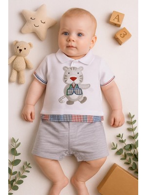 Çamaşır Kenti Gömlek Desenli Erkek Bebek Tulumu