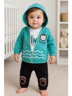 Çamaşır Kenti Aslan Desenli 3'lü Erkek Bebek Takımı