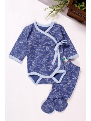Çamaşır Kenti Kruvaze Bağlamalı Dinazor Desenli 2'li Erkek Takım