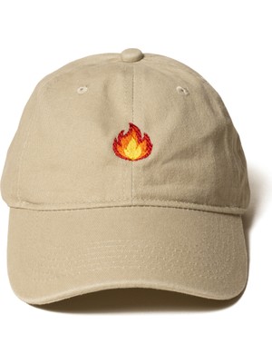 Nome Studio Alev Nakışlı Şapka Yıkamalı Kumaşlı ve Alev Emoji Nakışlı Antrasit Pamuklu Şapka