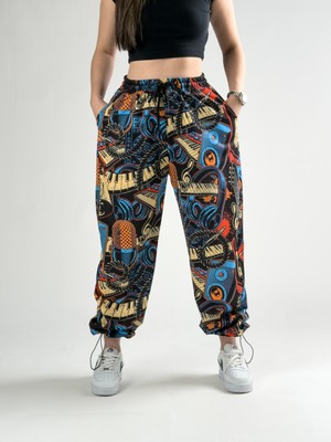 Cocopelli Paça Ayarlamalı Müzik Desenli Jogger Pantolon COC2805
