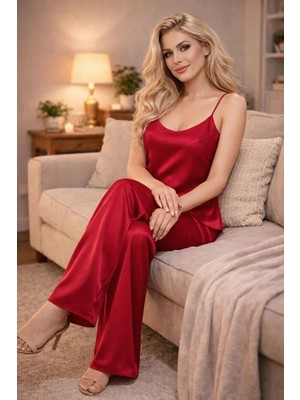 Jermo Kadın Saten Dokuma Detaylı 2 Li Pijama Takımı