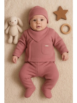 Çamaşır Kenti Cepli Çizgili 5'li % 100 Pamuk Hastane Çıkış Seti