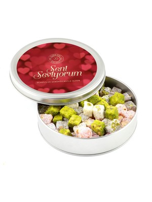 UltraMint Sevgililer Günü Çifte Kavrulmuş Lokum 300G Metal Yuvarlak Kutu