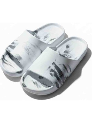 Gülardata Beyaz Siyah Kamuflaj Desenli Kaydırmaz Taban Günlük Terlik