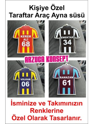 Özel Isme ve Numara Yazılı Pleksi Araba Dikiz Aynası Süsü