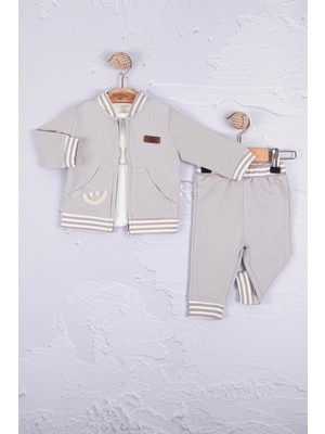 Çamaşır Kenti Hello Nakışlı % 100 Pamuk 3'lü Erkek Bebek Takımı