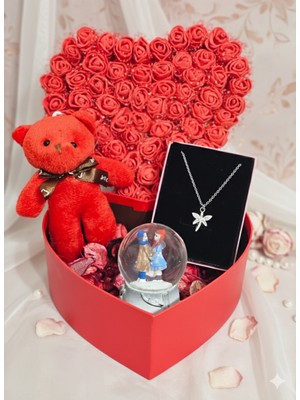 UltraMint Sevgiliye Kırmızı Kalpli Hediye Kutusu Seti, Şık ve Özel Tasarım