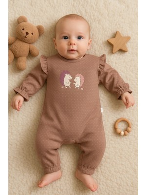 Çamaşır Kenti Kirpi Nakışlı % 100 Pamuk Kız Bebek Tulum