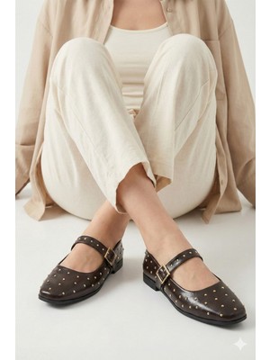 Nmoda Rugan Mary Jane Babet Şık Tokalı Ortopedik Taban Günlük Ayakkabı