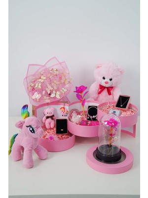 UltraMint Büyük Pembe Sevgi Seti - Sevgiliye Hediye Takı ve Aşk Kutusu
