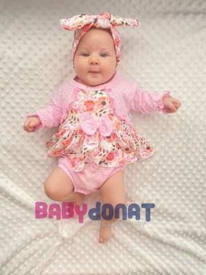 Çamaşır Kenti Bahar Çiçekleri Desenli Bandanalı Kız Bebek Romper