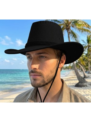 Reva Bej Hasır Görünümlü Ipli Kovboy & Safari Şapkası