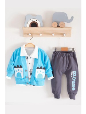 Çamaşır Kenti Mause Gömlek Yakalı 3'lü Erkek Bebek Takımı