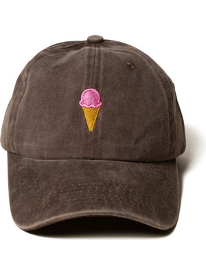 Nome Studio Dondurma Nakışlı Şapka Minimal Ice Cream Emoji Nakışlı Pamuklu Şapka