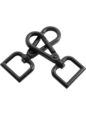 Orhan Çanta 2.5 cm Kare Kanca Siyah Nikel (Antrasit) - Metal Çanta ve Cüzdan Askı Klipsi - 10 Adet