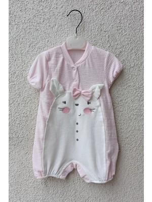 Çamaşır Kenti Kedi Figürlü Kısa Kız Tulum 3-6-9 Ay