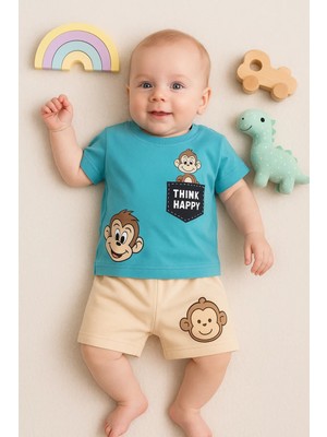 Çamaşır Kenti Babydonat Maymun Desenli 2li Erkek Bebek Takım