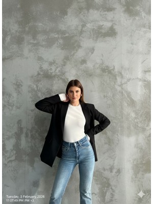 ThreeLife, Bisiklet Yaka, Kadın Body , Parmak Detaylı, Yumuşacık, Modal kumaş, Esnek