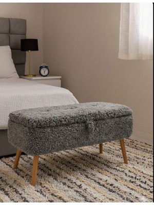 Beylerbeyi Yatak Önü Sandıklı Puf, ve Giyinme Odası, Puf Bench, Yatak Ucu,peluş Kumaş Patlıcan Ayak Sandıklı