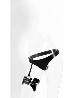 Beruflic Siyah Tanga - Külot Deri Metal Halka Detaylı - APFT1156