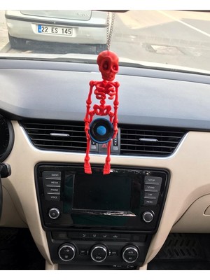 Kırmızı Iskelet ve Mavi Bass Detaylı Şık Dekoratif Ayna Süsü