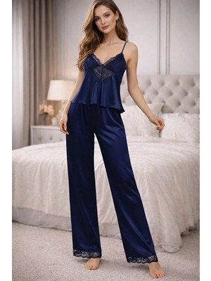 Jermo Kadın Saten Dantel Detaylı 2 Li Pijama Takımı